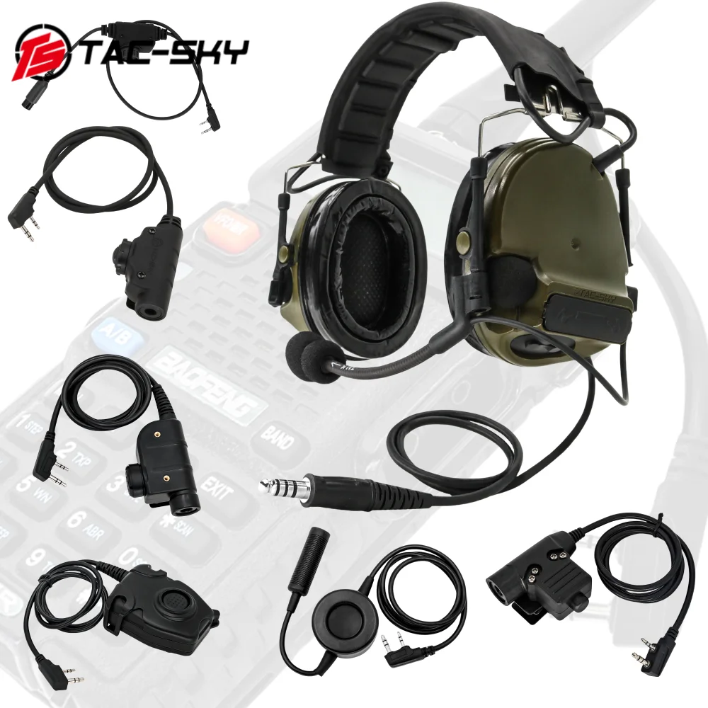 TS TAC-SKY COMTA III Tactical c3 Headset with kenwood Plug PTT Adapter Compatible with Baofeng UV82 UV5R Walkie Talkie