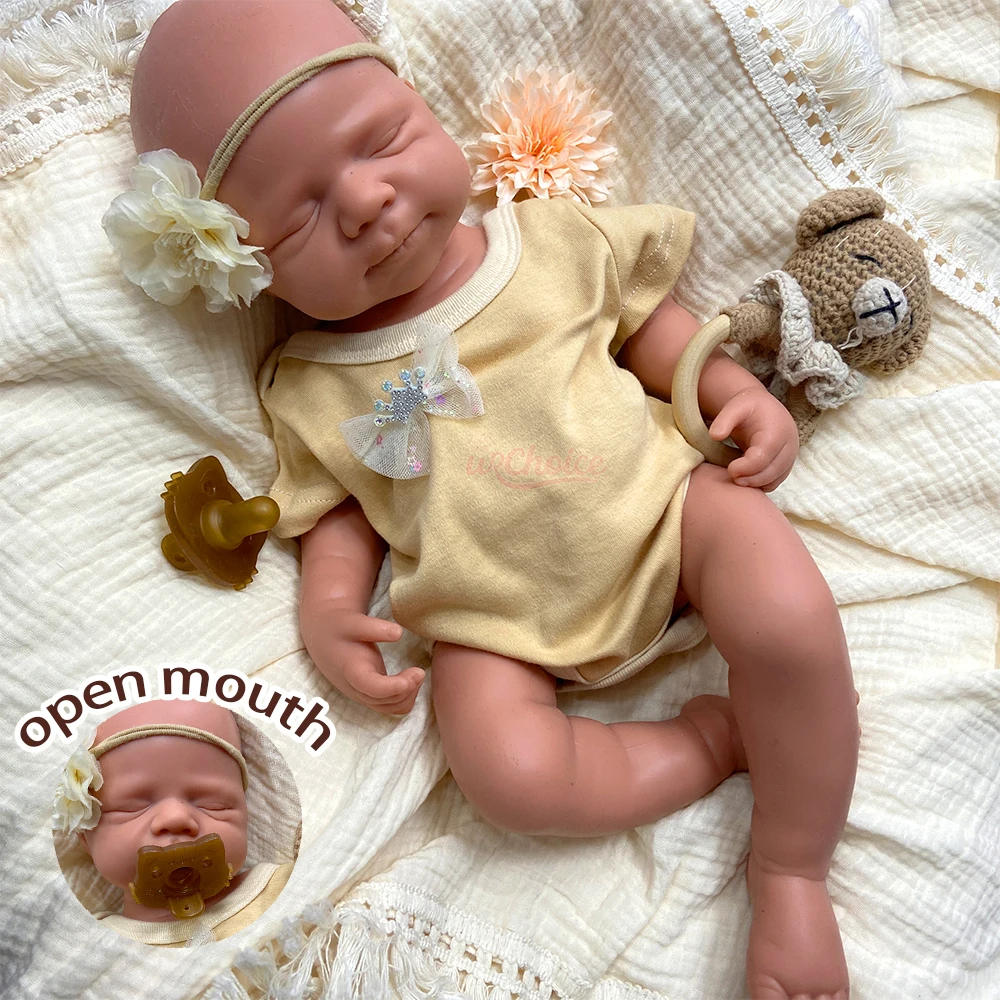 

20"Realistic Full Silicone Reborn Doll Girl/Boy Hand-Painted Eyebrows Chubby and Lovely Round Face Lifelike Baby Doll