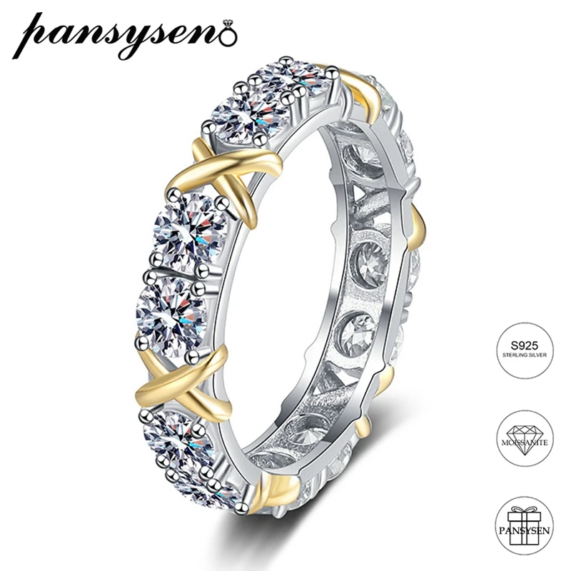 

PANSYSEN Luxury 925 Sterling Silver 4MM 0.3CT Real Moissanite Engagement Ring Wedding Bands for Women Fine Jewelry with GRA