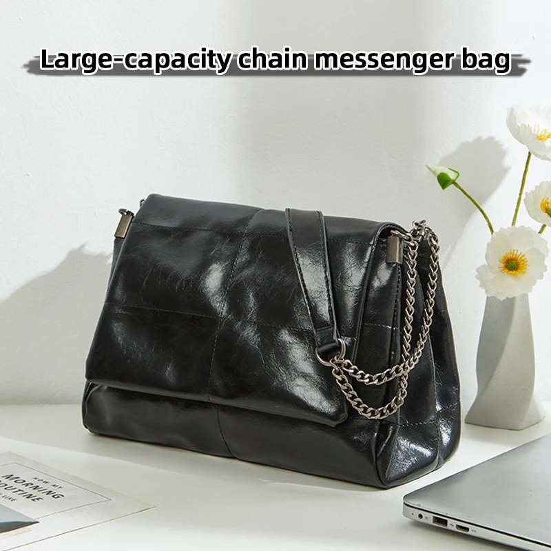 

Large-capacity chain messenger bag, magnetic flap single-shoulder bag, fashionable single-shoulder bag, versatile commuting bag