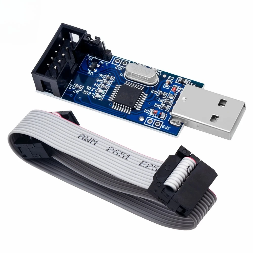 USBASP V3 AVR Programmer-USB ISP Downloader for 51/AVR MCU with 10PIN to 6PIN Adapter Board Compatible with STK500 Protocol