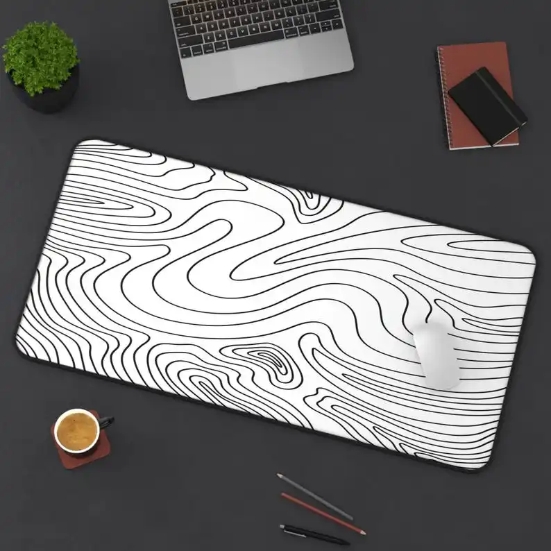 Black Outline Desk Mat -XXL Modern Office Accessory, Minimalist Workspace Decoration,XL Creative Gift, Gaming Mouse Pad