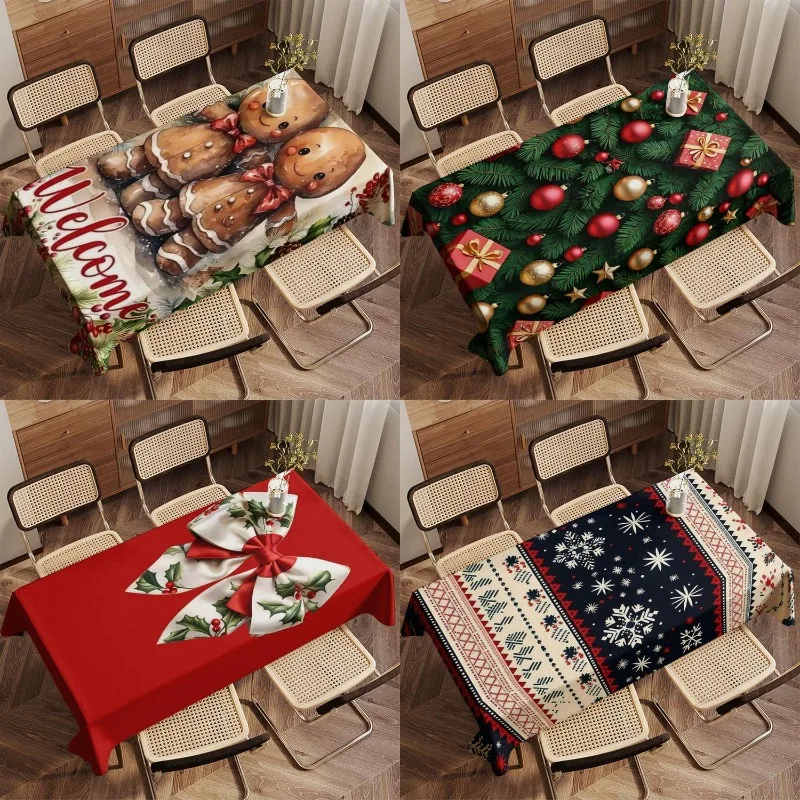 Merry Christmas Tree Tablecloth Restaurant Kitchen Tablecloth Living Room Home Decoration Rectangular Party Decoration
