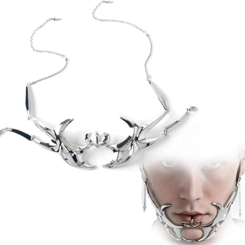 기계 혈액 블레이드 마스크 펑크 바람 외계인 유체 립 링 얼굴 보석 조정 가능한 할로윈 공 파티 Paty 마스크 남성과 여성