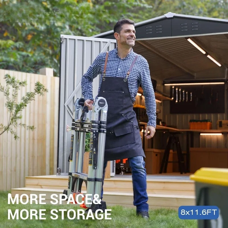 HOME.8 x 12 FT Outdoor Storage Shed,  Garden Shed with Updated Frame Structure, Tool Sheds for Backyard Garden Patio Lawn Black image 3