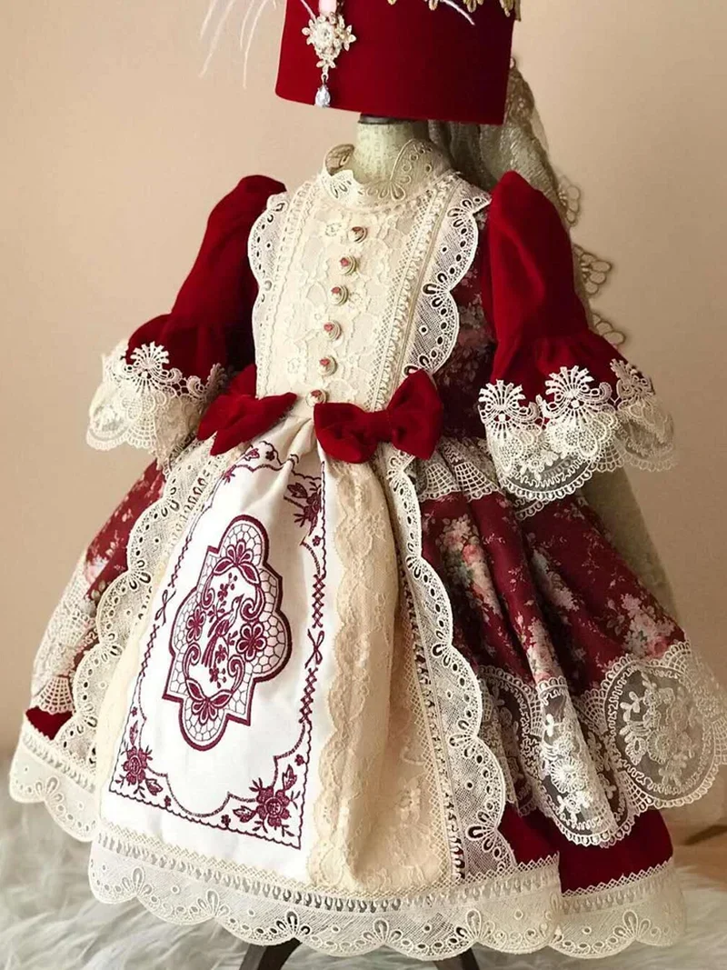 Winter New Girls Eid Lolita Dress Baby Girls Turkey Princess Dress New Year Festival Dress Spanish Children Party Birthday Gift