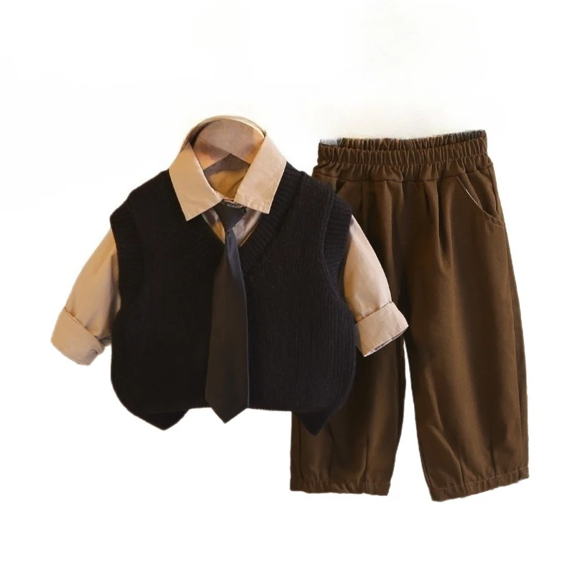 

Новая весенне-осенняя детская одежда, костюм, детский жилет для мальчиков, рубашка, брюки, комплект из 3 шт./компл., комплект детской одежды, костюм для малышей, спортивные костюмы