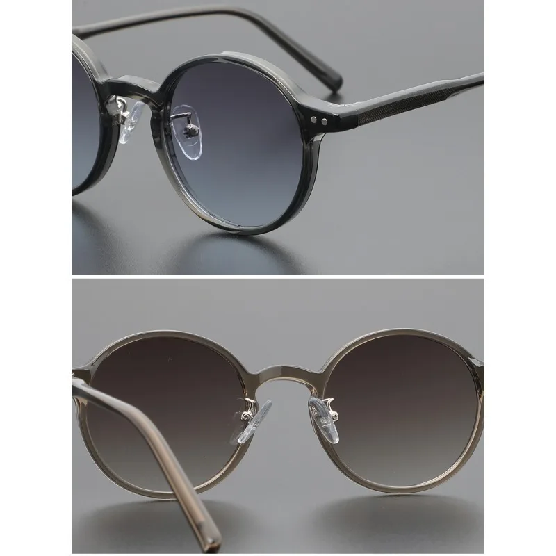 Japanese Retro Small Round Frame Sunglasses Advanced Sense Motorcycle Punk Style Tawny Personality Round Sunglasses Male Trend