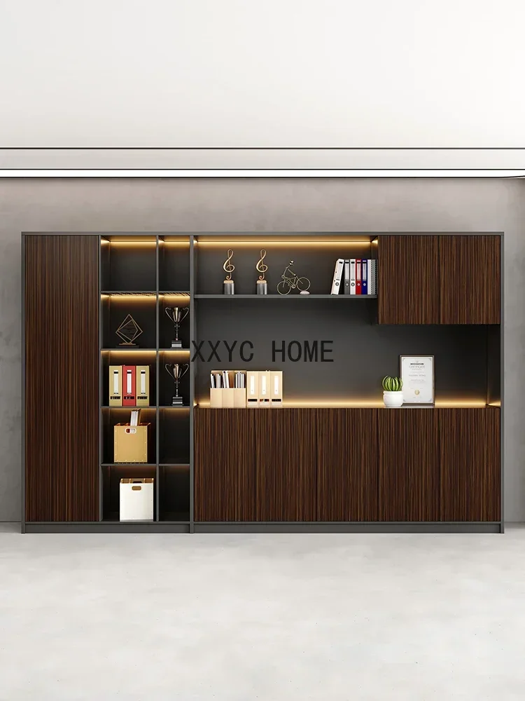 Ebony Color Modern Minimalist Wooden Storage Cabinet Data Cabinet Boss Floor Cabinet High-End Elegant General Manager