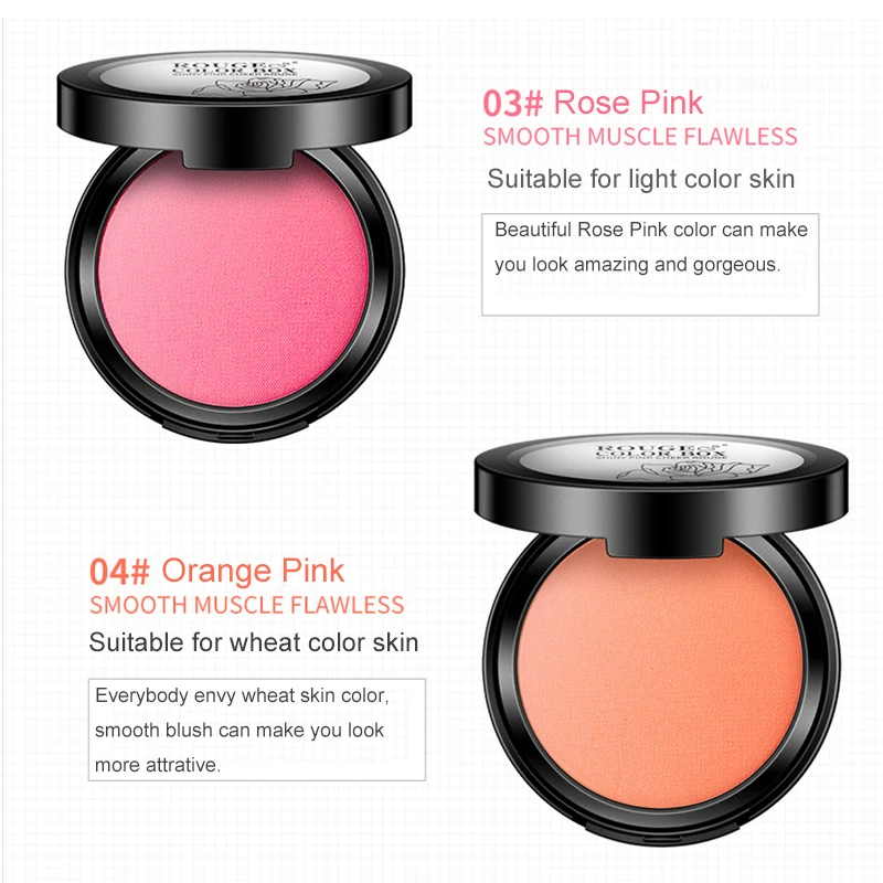 BIOAQUA Nieuwe 4-kleuren Blusher Waterdicht pigment Gemodificeerde Contour Mineraal Poeder Gezichtsmake-up Natuurlijke Blijvende Glanzende Roze Blush