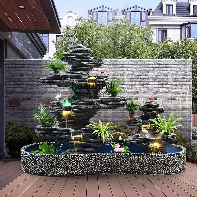 

ss newCourtyard Large Rockery Fountain Water Fish Pond Waterscape Indoor Courtyard Villa Floor Ornaments