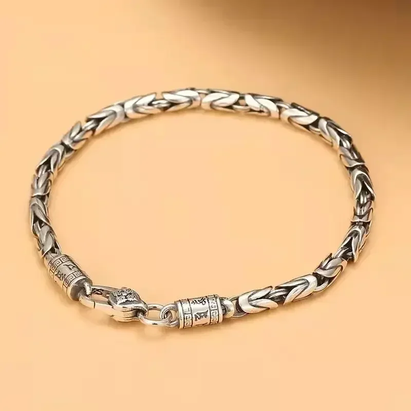 New Retro Silver 5mm Men's Safe Braided Bracelet Trendy Hip-hop Niche  for Boyfriend Gift Jewelry Accessories