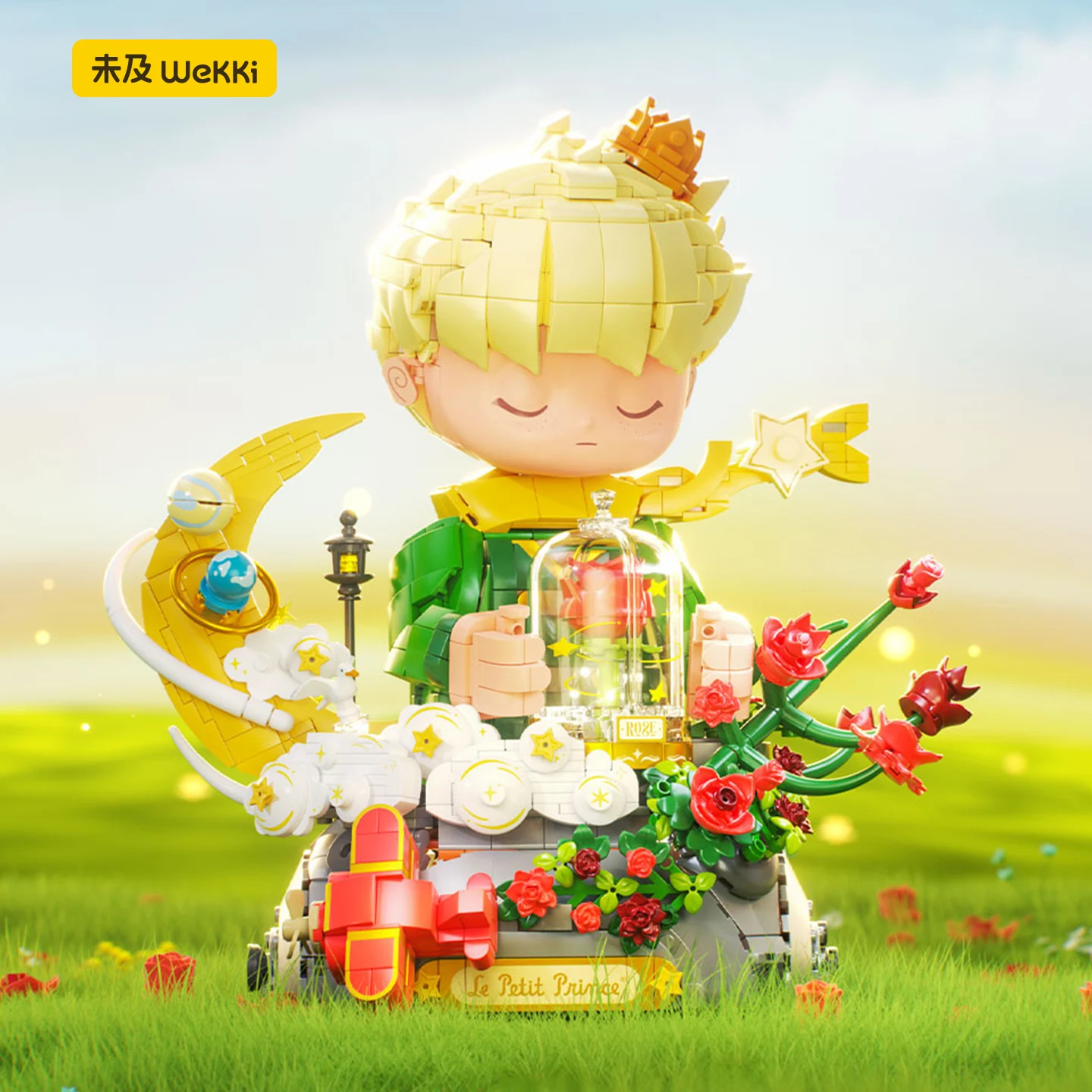 

Weekit Fairy Tale Little Prince Figure Building Blocks Kit Rose Preserved Flower Brick Toy Christmas Gift for Kids