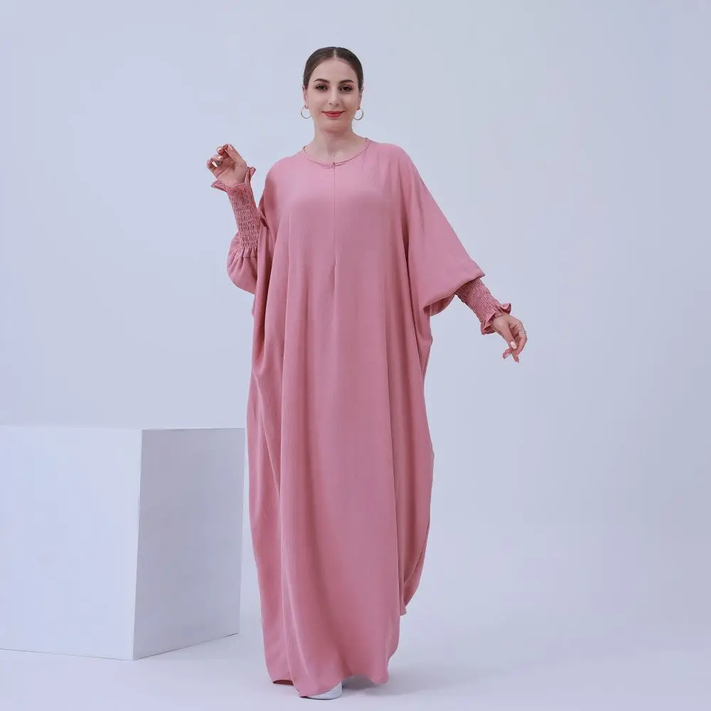 New Zip Up Djellaba Muslim Prayer Maxi Dress Dubai Full Length Elastic Sleeve Soft Abaya Dubai Turkey Muslim Islam Modesty Robe