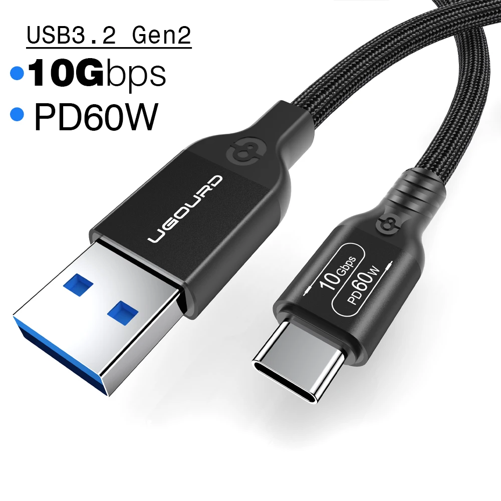 USB3.2 USB3.1 Gen2 10 Gbit/s Kabel USB-A auf USB Typ C Kabel 3A 60 W Schnellladung 10G Datenübertragungskabel USB-C für SSD-Festplatte
