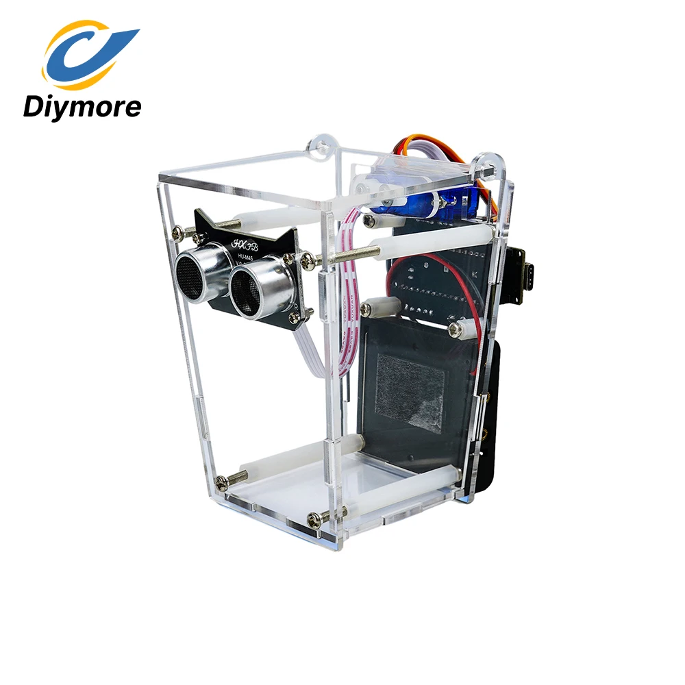 5V Smart Trash Can Electronic DIY Kit Ultrasonic Sensor Auto Open‑Close Lid HXFB Graphical Programming For Student STEM Project