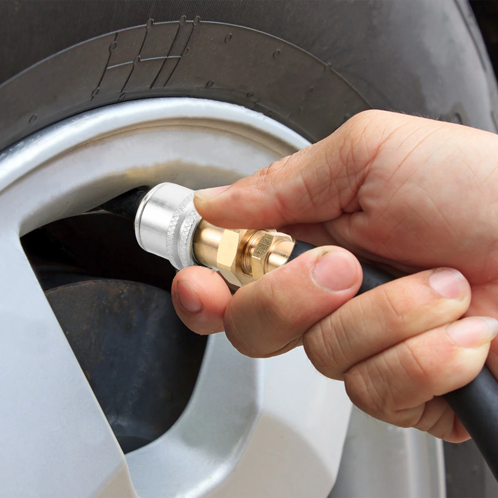

1pcs Tire Inflation Chuck Durable Alloy Self-Locking Air Pump Accessories Universal Fit Automotive Air Compressor Connector