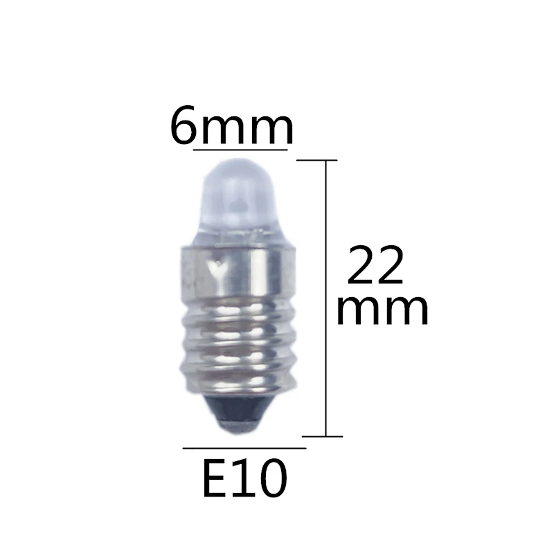 2pcs E10 Led Flashlight Bulb DC 3V 6V Instrument Bulb Indicator Lamp Replacement Torch Bulb Bike Lamp Warm White White