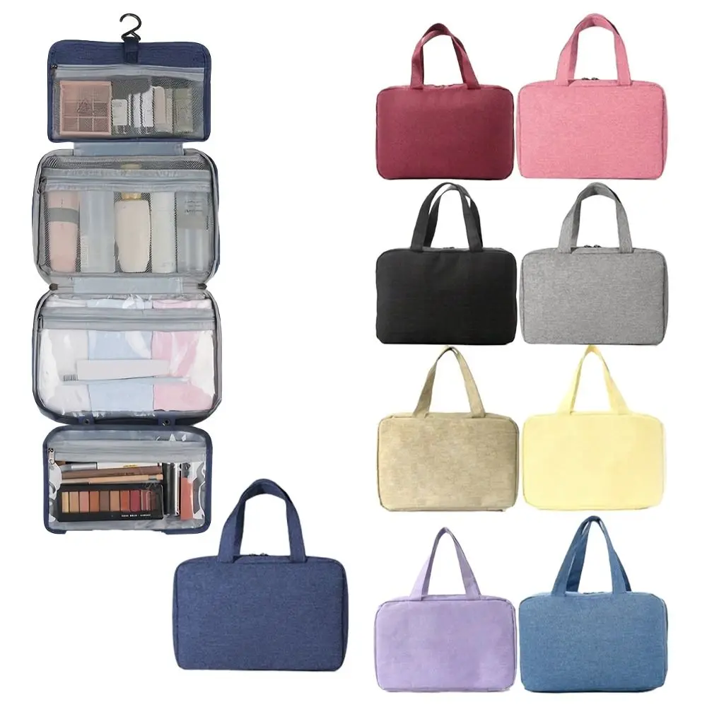 

3 in 1 Multi-functional Travel Wash Bag Polyester Hanging Storage Bag Dry Wet Separation Waterproof Cosmetic Carrying Case