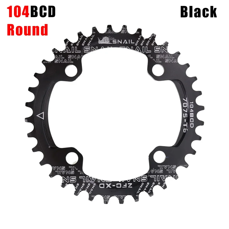 GOLDIX SNAIL 104BCD Narrow Wide Kettenblatt 32T 34T 36T 38T Rund Oval Einzel-Gang Aluminium Fahrrad-Kettenblatt für MTB Rennrad Kurbel