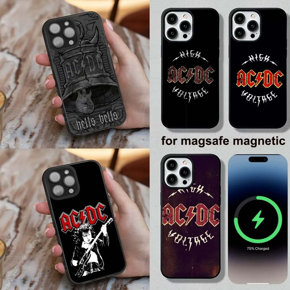 A-AcDc Rock Phone Case For iPhone 16,15,14,13,12,11,Plus,Pro,Max,Mini Magesafe Magnetic Wireless Charge