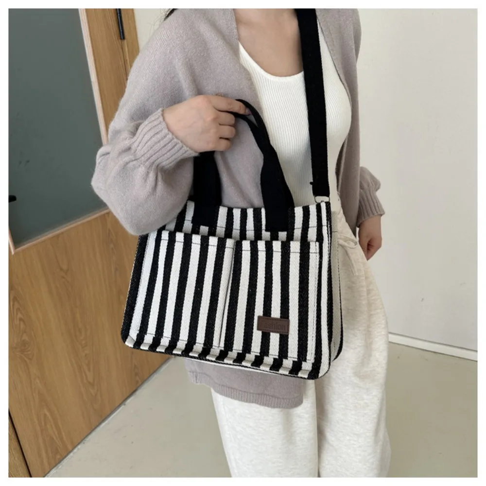 Trendy Letter Printing Canvas Bag Handbag Large Capacity Tote Bag Shoulder Bag Casual Commuting Bag Handbag Travel Beach Bag