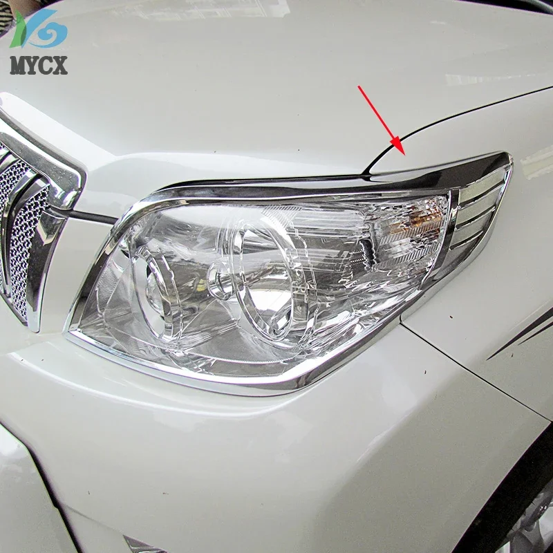 Chrome Head light Cover For Toyota Land Cruiser Prado Fj150 2010 2011 2012 2013 Lamp Hood Car Exterior Accessories
