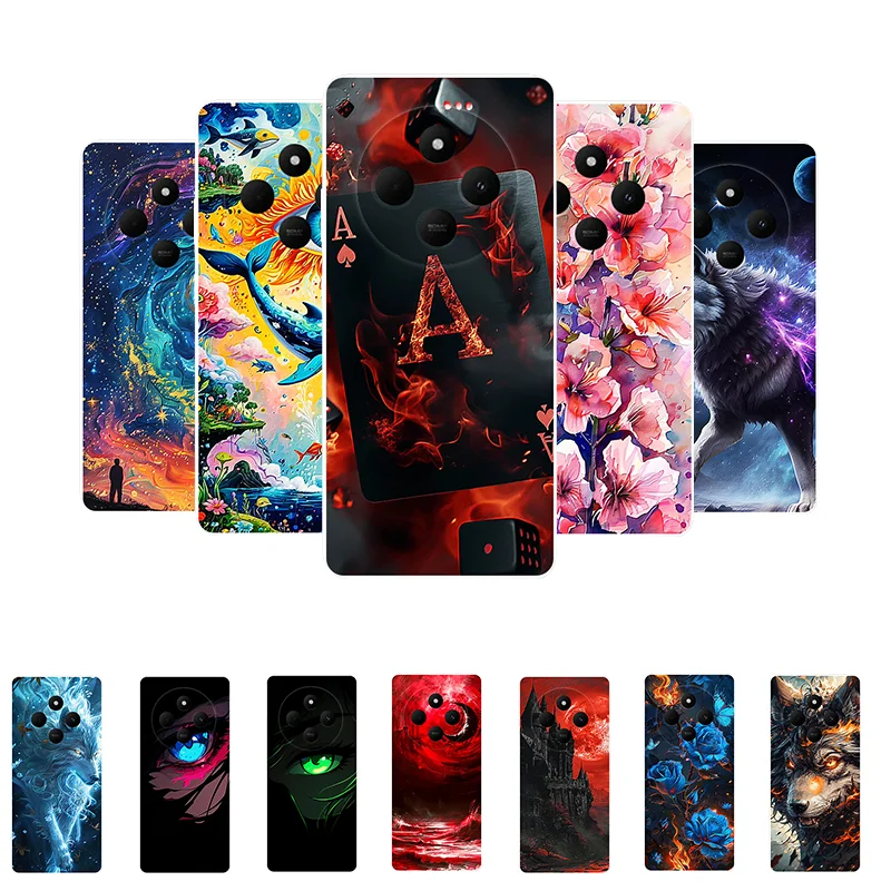 For Xiaomi Redmi 14C 4G Case Soft Silicone Poker Wolf Fashion Back Cover for Redmi 14C Cases Protective Redmi14C 14 C TPU