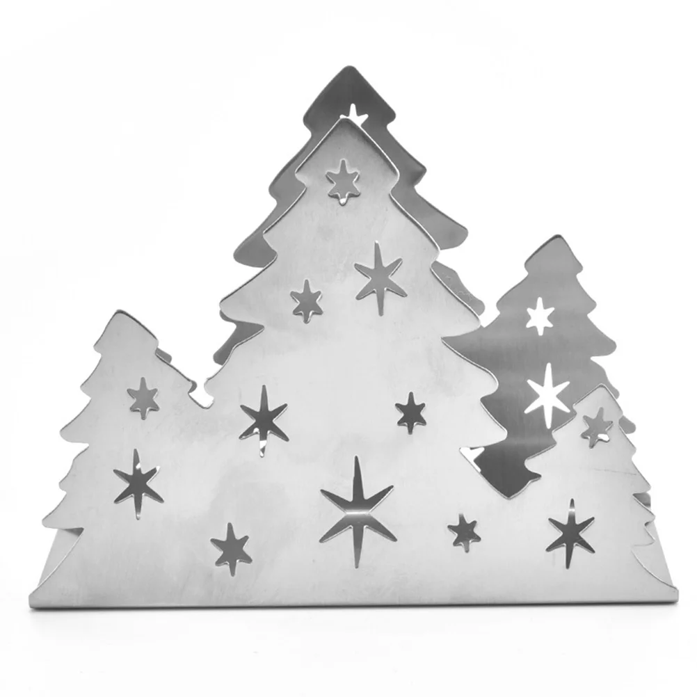 

Коробка для салфеток в форме рождественской елки, вырезанная подставка для салфеток из нержавеющей стали для дома, ванной комнаты, кухни, украшения стола, салфетка