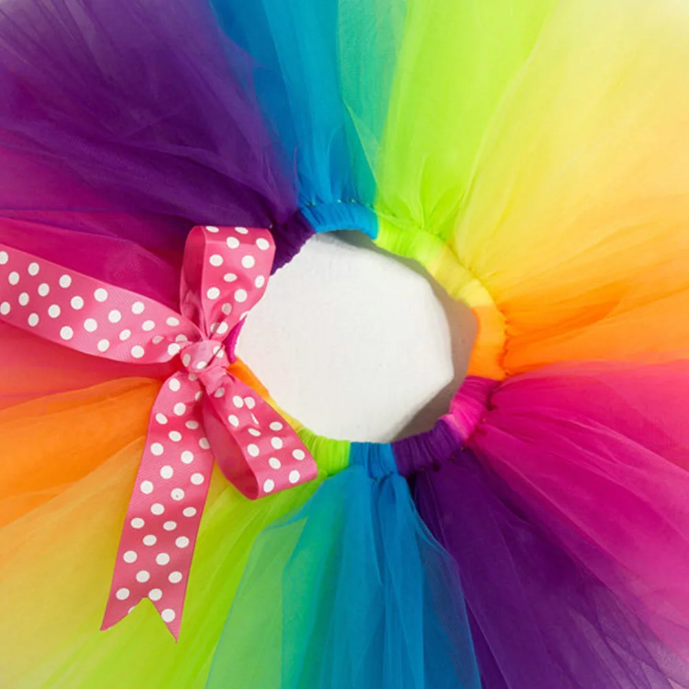 

Rainbow Skirt For Girls Multicolor Mesh Tiered Ruffle Tutu Adjustable Elastic Waist Halloween Birthday Party Costume