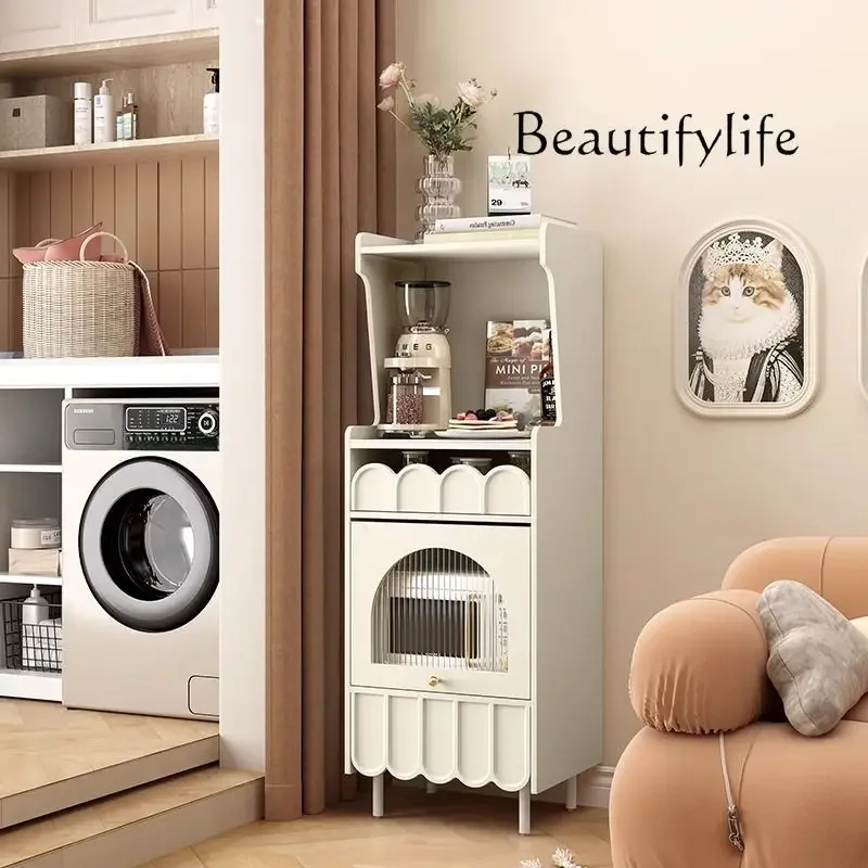 

yj9 French rock slab dining side cabinet small apartment living room large capacity cream wind household storage cabinet