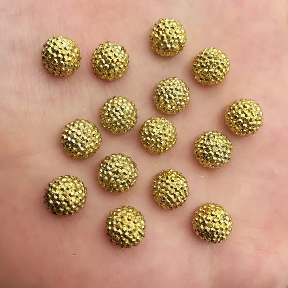 New Silver and Gold Resin 6/8/10/12mm 3D Half Ball Beads Flatback Rhinestone Applique Scrapbook DIY Buttons Ornaments SF691-697