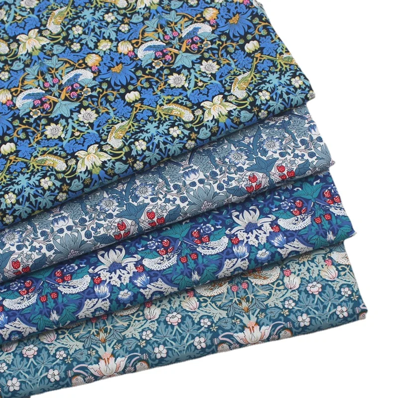 145x50cm Small Floral Retro Style Pure Cotton Printed Fabric, Making Dress Clothing Handmade Cloth