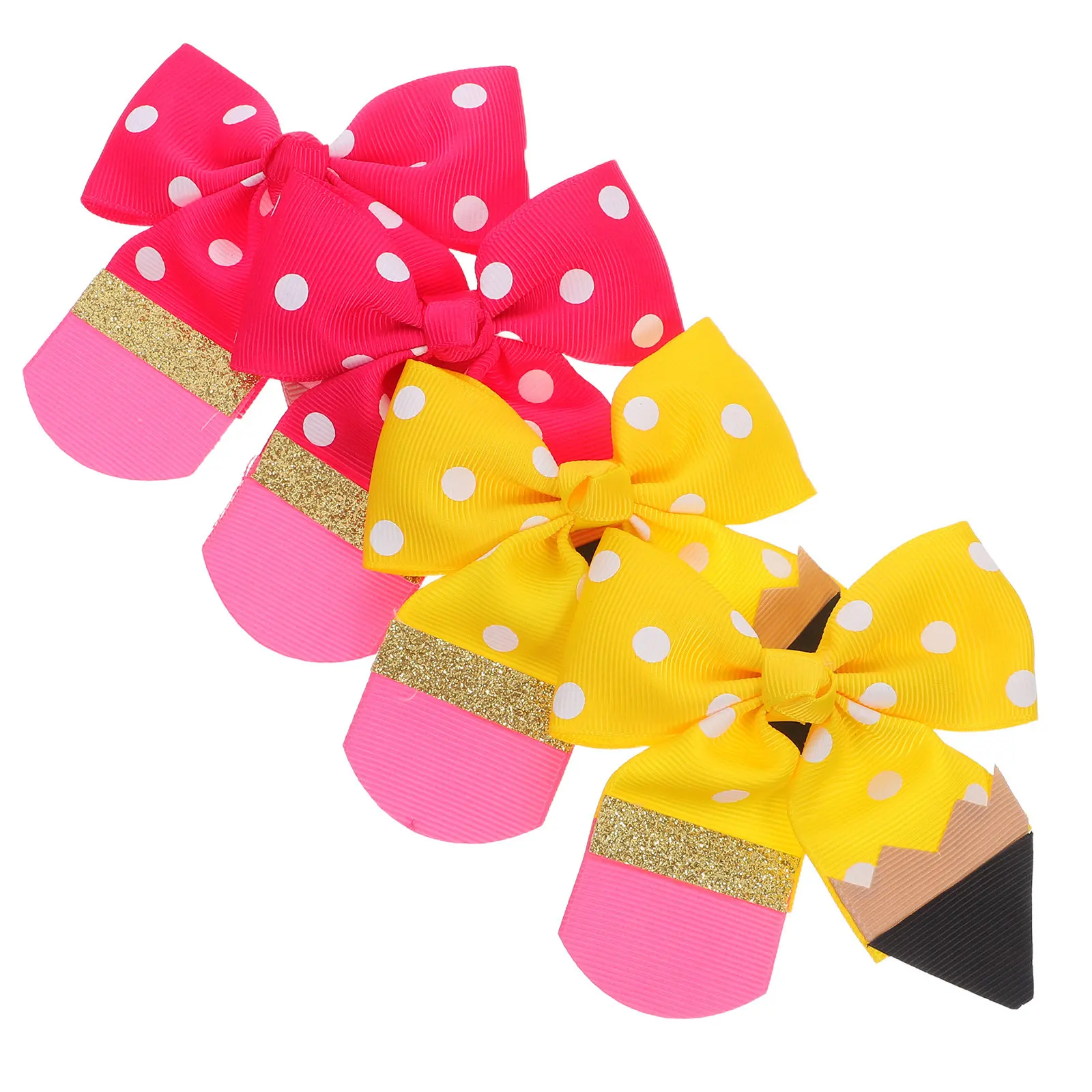 2Pairs Children's Hair Accessories Large Bowknot Ribbon Clips Non Slip Baby Barrettes for Toddler School Daily Wear No Crease