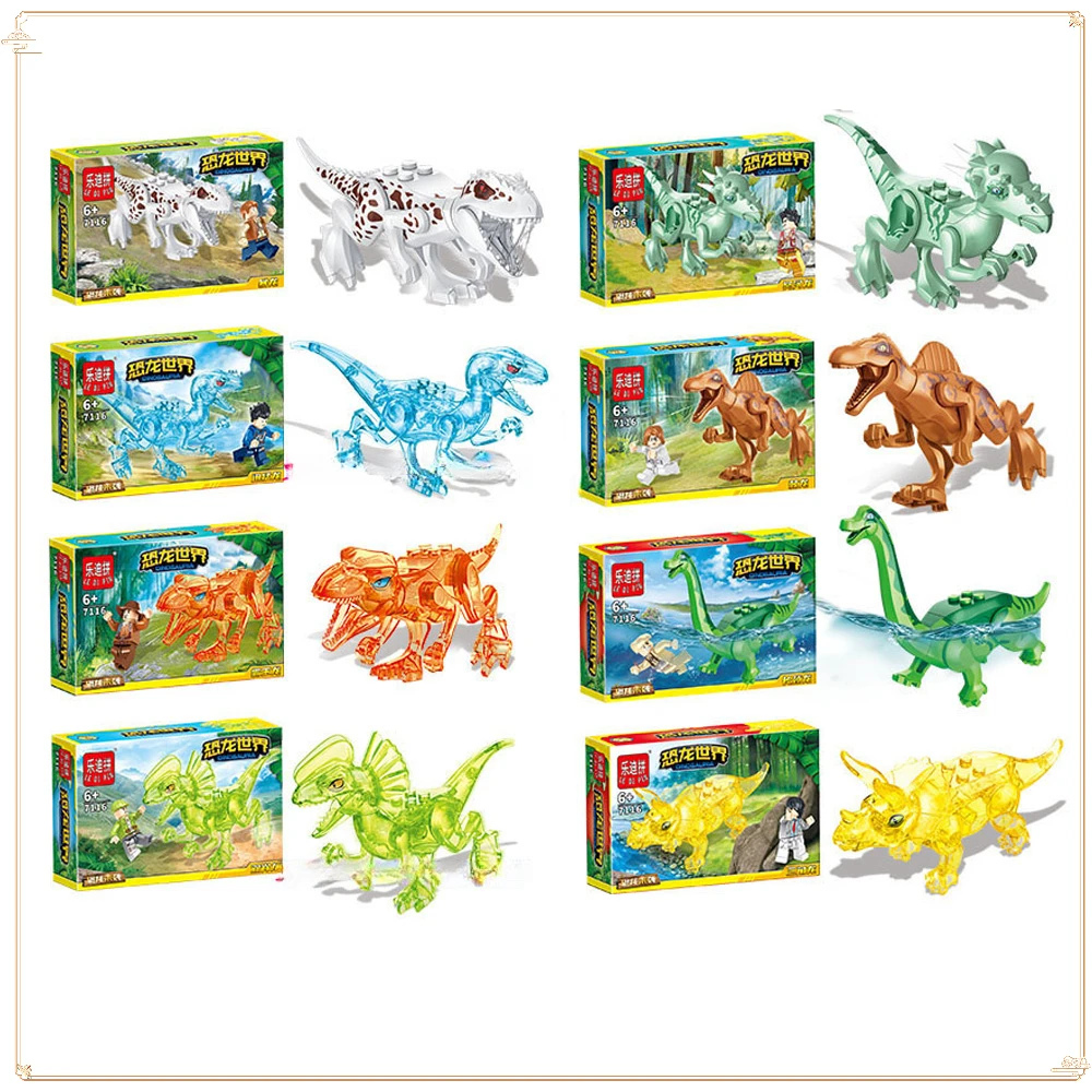 

Dinosaur Century Series Crystal Dinosaur Triceratops Tyrannosaurus Rex Velociraptor Children's Assembled Building Block Toy Gift