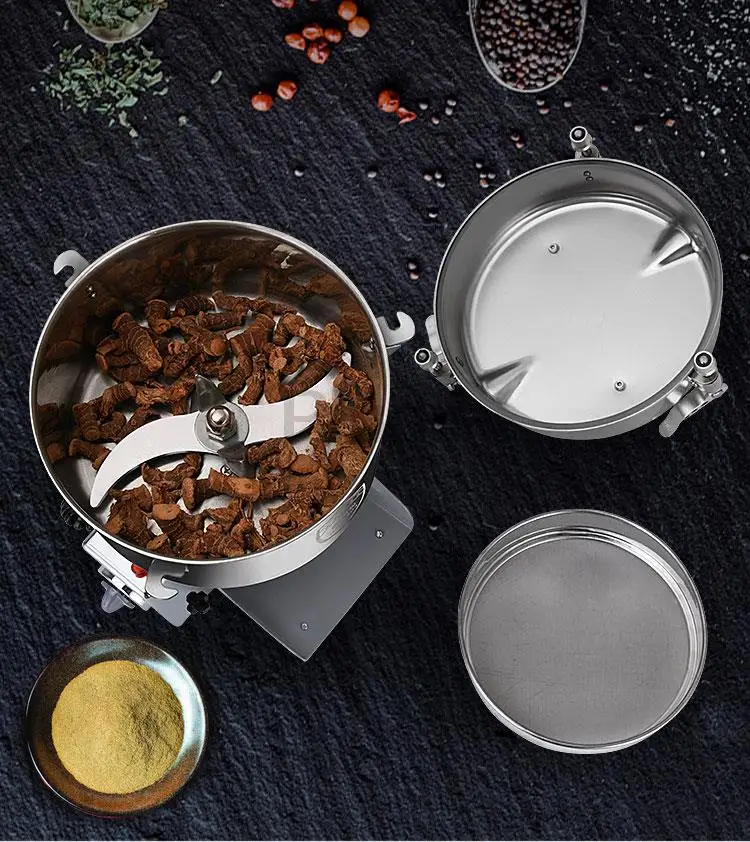 Mesin Penggiling Biji-bijian, Rempah-rempah, Sereal, Kopi, Makanan Kering, Tepung, 1000G/2000G, Baja Anti Karat 304