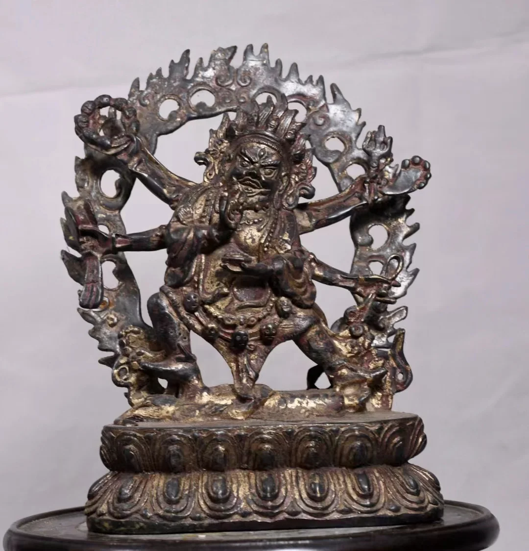 Rare  old Handmade copper Six-armed deity Buddha Buddha statue,Free shipping