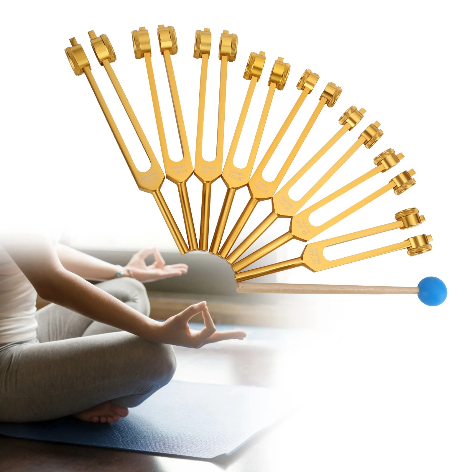 

8PCS Professional Sound Healing Therapy Tuning Fork Aluminum Alloy Tuning Fork Tool Set Therapy Tuning Fork Tuning Fork Hammer