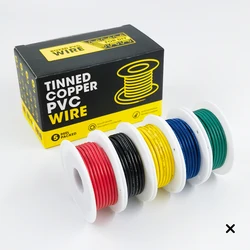 Beteno-Fil électronique en cuivre étamé PVC, câble toronné, 5 couleurs, 5-20 mètres par axe, 16 AWG, 18 AWG, 20 AWG, 22 AWG, 24 AWG, 26 AWG, 28 AWG, 30AWG