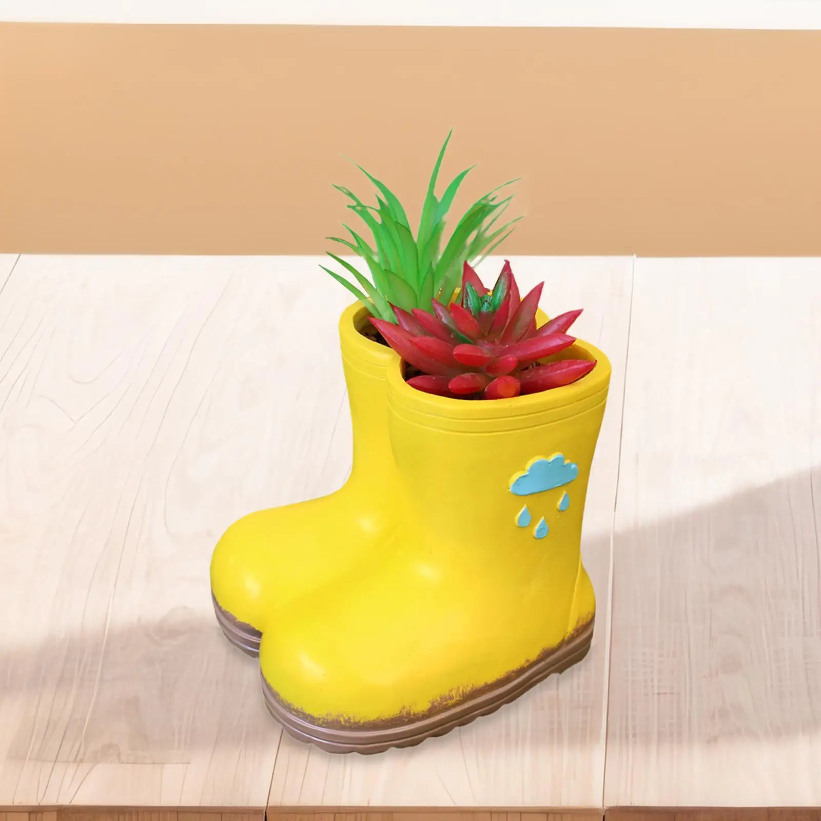 

Rain Boots Figurine Flower Pot Resin Creative Decorative Flowerpot Desktop Ornament Statue for Desk Office Bedroom Patio Table