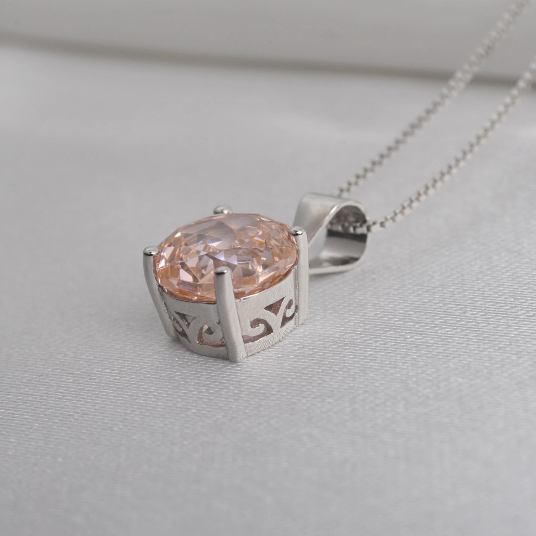 POTIY 2ct Morganit Rosa Kubisches Zirkonium CZ Achteckiger Rosenschliff Anhänger Ohne Kette 925 Sterling Silber Geschenk für Sie – Detail 17