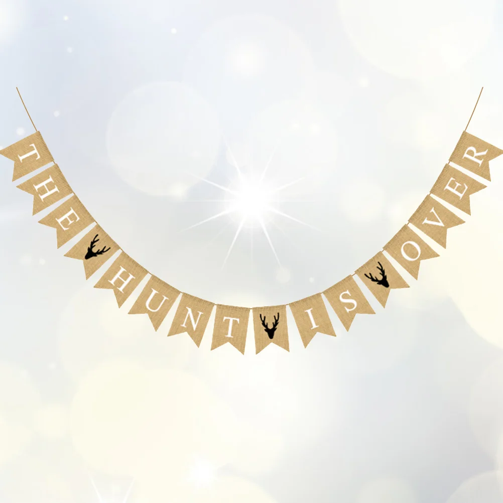 لافتة بشق من مادة الكتان عالية الجودة للديكور مع إكليل خاص مطبوع عليه حروف دافئة #1