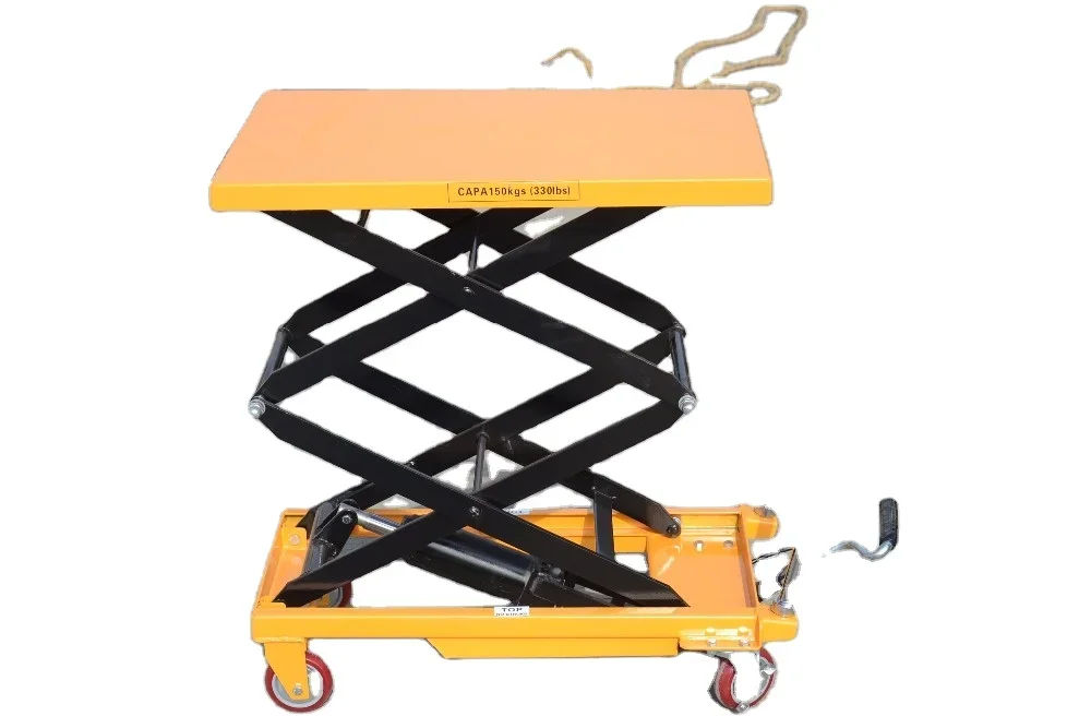 Manual Hydraulic Lift Table Mobile Shear Fork Type Small Lift Platform Car Electric Fixed Cargo Ladder Flat Lift Trolley