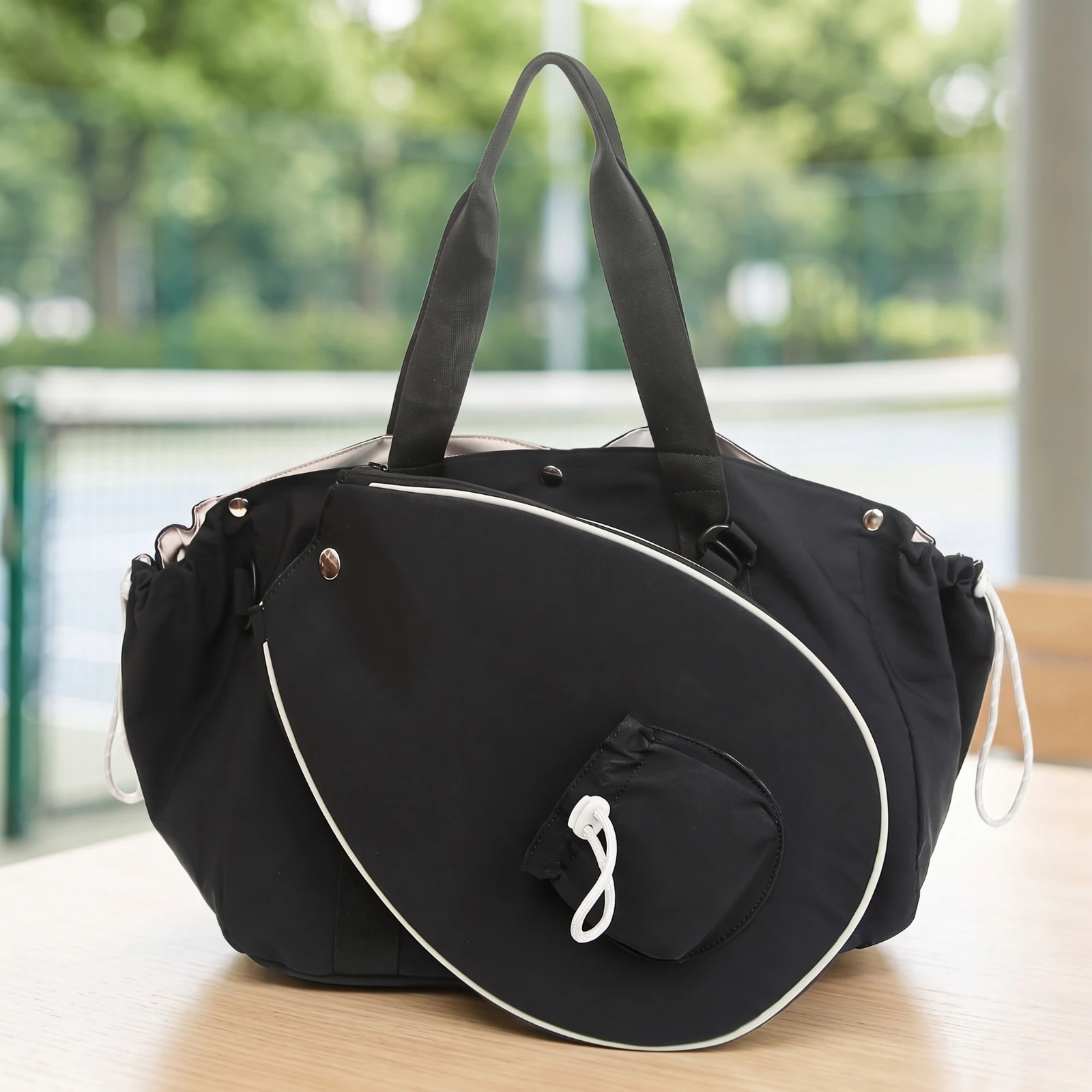 Sports Bag with Drawstring Pocket Long-Lasting Shoulder Bag with Two Handles Casual Tear-Resistant for Athletes, Gym, Travel