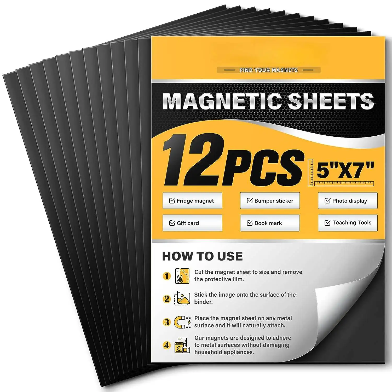 Magnetic Sheets, Flexible Magnets with Superior Adhesive Backing, Cut & Customize Magnet Sheet Set for Creating Magnetic Photo a