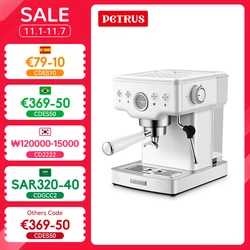 Petrus Coffee Maker Espresso Coffee Machine Cappuccino Machine With Milk Foaming Steam Wand Manual Automatic Control ULKA Pump