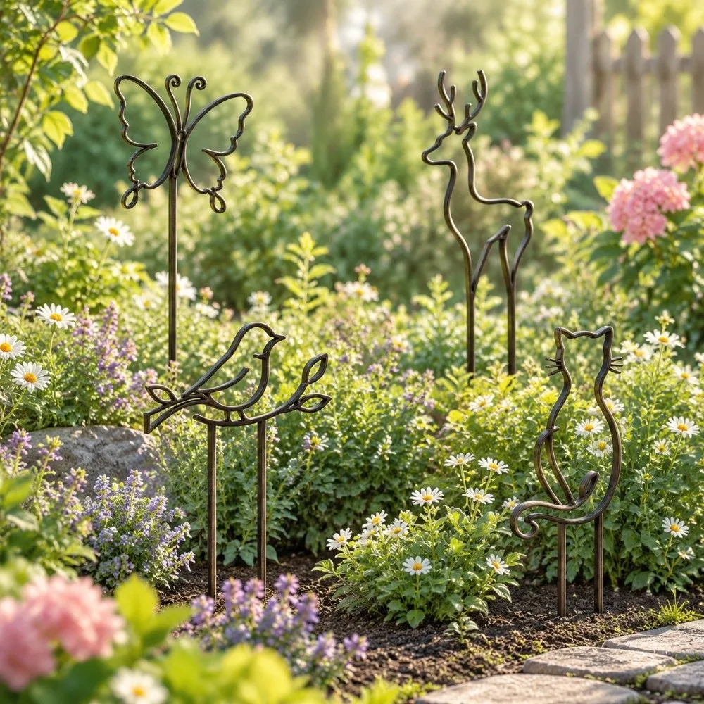 Hollow Out Butterfly Plant Stand Reindeer Strong Load Bearing Cat Plant Fixed Frame Weather Resistance Bird Plant Trellis