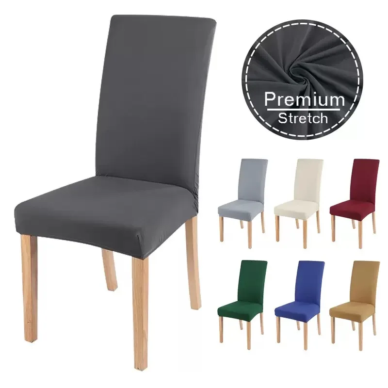 Elastic Solid Color Adjustable Chair Cover Spandex Stretch Slipcovers Chair Seat Covers Kitchen Dining Room Wedding Banquet Home