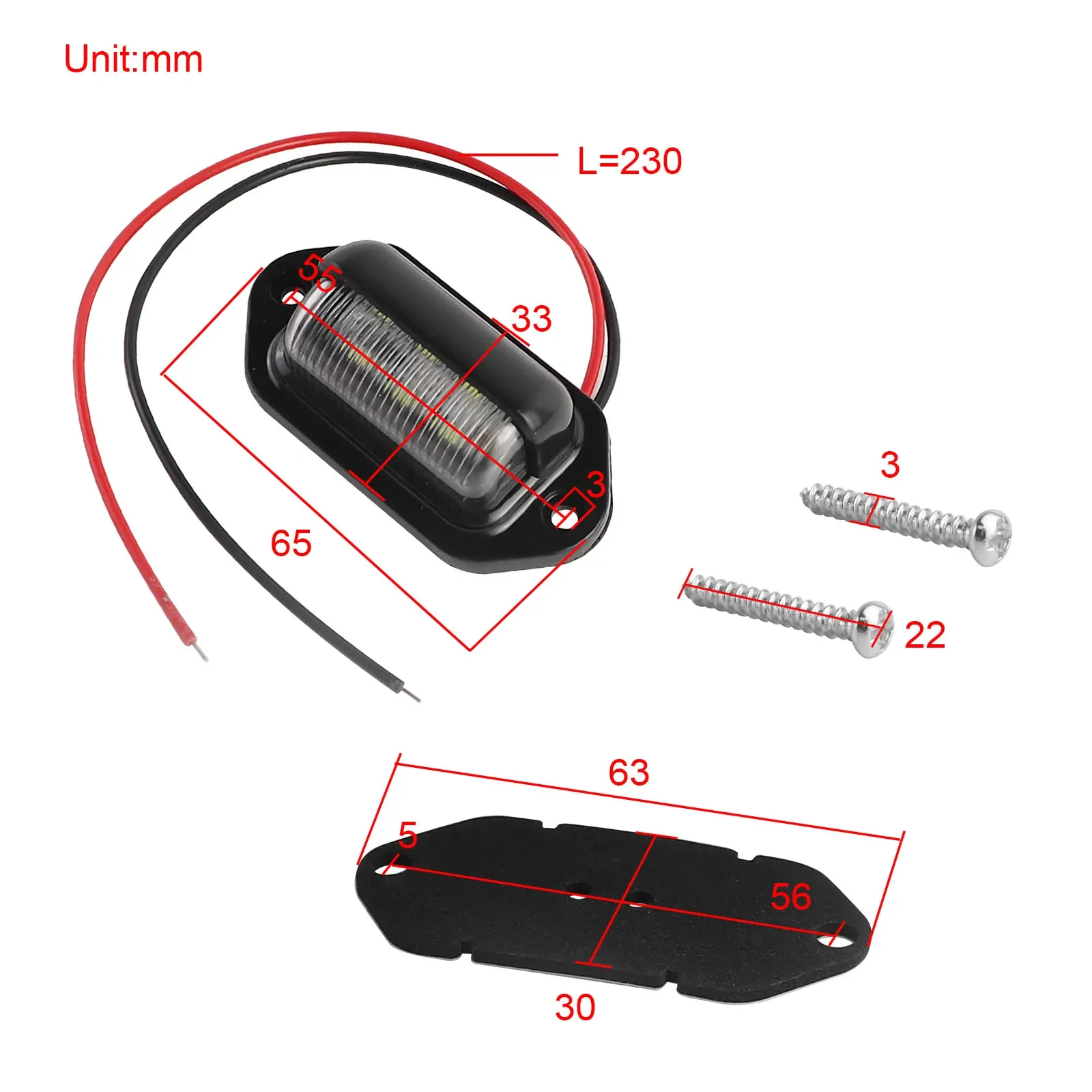 12V Universal 6-SMD Waterproof LED License Plate Tag Light  Lamps For Truck SUV BS40 Trailer Van