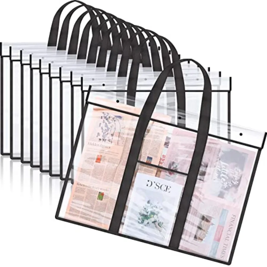 

10 Pack Large PVC Poster Storage Bags Bulletin Board Storage Art Portfolio Organizer with Pocket for Classrooms Teachers, 31.5